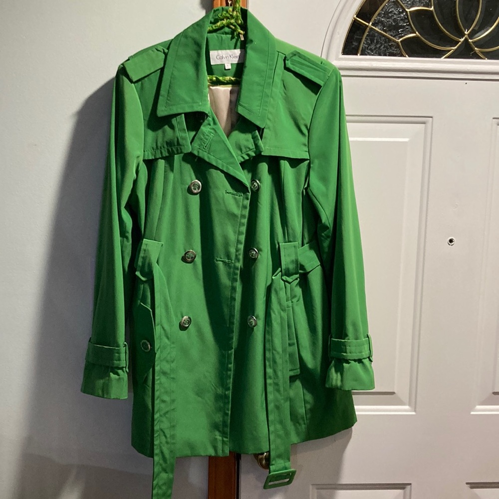 Green Calvin Klein Trench Coat L